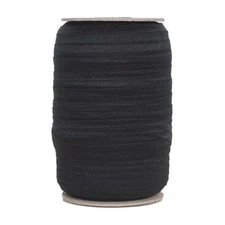 20mm Black 100 Yard - Fold Over Elastic Black FOE