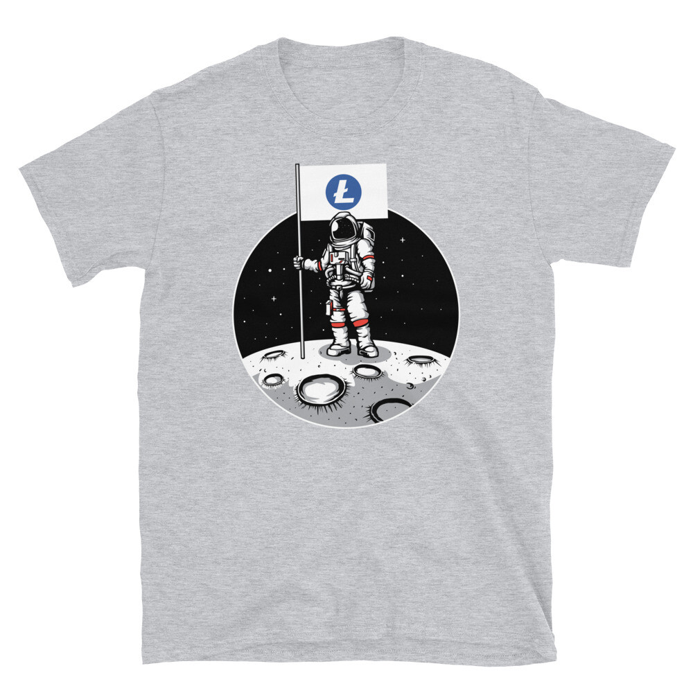 LTC Cryptocurrency Astronaut Litecoin to the Moon Short-Sleeve Unisex  T-Shirt