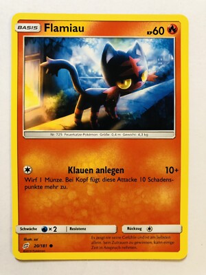 Pokemon Karte Flamiau 20/181 Teams sind Trumpf Deutsch