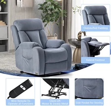 Gray Auto Electric Power Lift Recliner Chair Ergonomic Sofa Elderly w/Control US