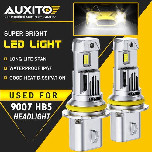 2X AUXITO 9007 HB5 LED Headlight Super Bright Bulbs Kit HIGH/LOW 6500K White EOA - 第 1/9 張圖片