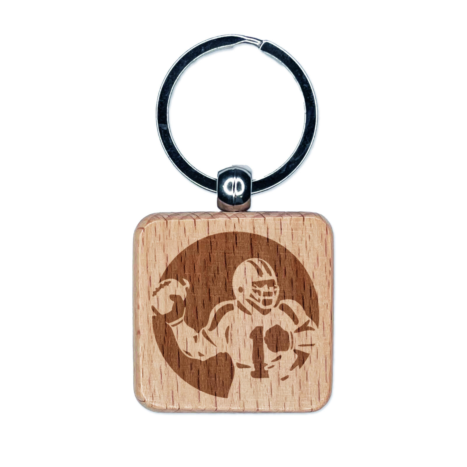 Personalized Quarterback Throwing Football Wood Keychain