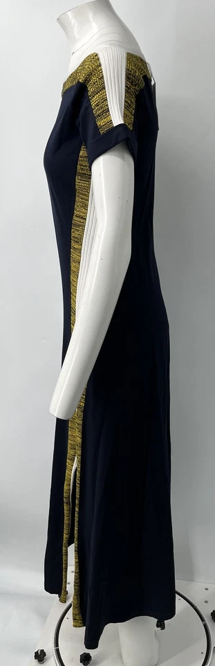 Vestido midi Sportmax jengibre a rayas delantero elástico algodón en azul talla S Foto 3 de 4