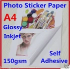 10X A4 150GSM Glossy Photo Paper Sticker Self Adhesive Inkjet Print Sheet Office