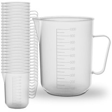 Full Box (25) RE-GEN 1ltr Plastic Graduated Measuring Jugs, For Kitchen Home Lab