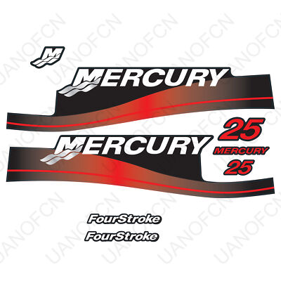 Replaces Mercury Outboard Decals Sticker 4-Stroke 25HP 1999-2004 Year (Red)