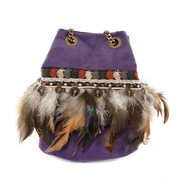 Bolso boho bandolera plumas 