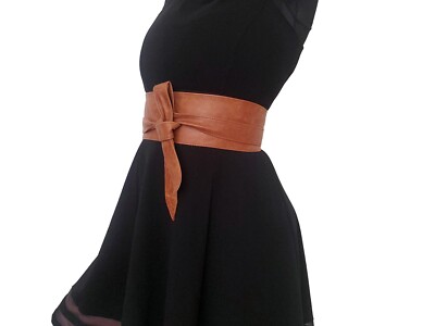 Unique Leather Wide Belt, Stylish Handmade Women Obi Belts, Wraparound, Dean