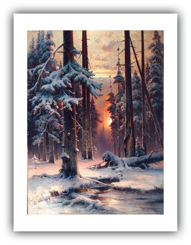 Julius von Klever : "Winter Sunset in the Fir Forest" — Giclee Fine Art Print - Picture 3 of 7
