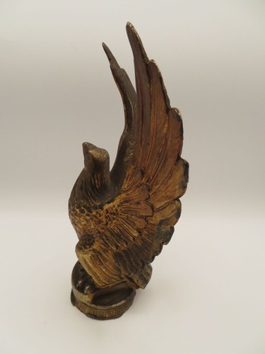 Vtg Antique? Brass Eagle w Wings Flag Pole Topper Finial Statue Heavy 8" tall - Picture 5 of 10
