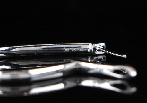 $8,550 18K White Gold 2.25ct Inside Out Round Diamond Snap Closure Hoop Earrings - Picture 8 of 9