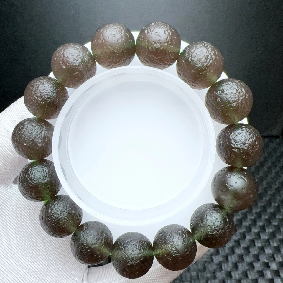 Pulsera de cuentas de cristal de cuarzo Cintamani meteorito natural de 14 mm AAAA Foto 4 de 4