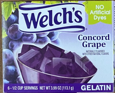 Welch's CONCORD GRAPE Jello Gelatin Dessert 3.99 oz Box - NEW FREE SHIPPING
