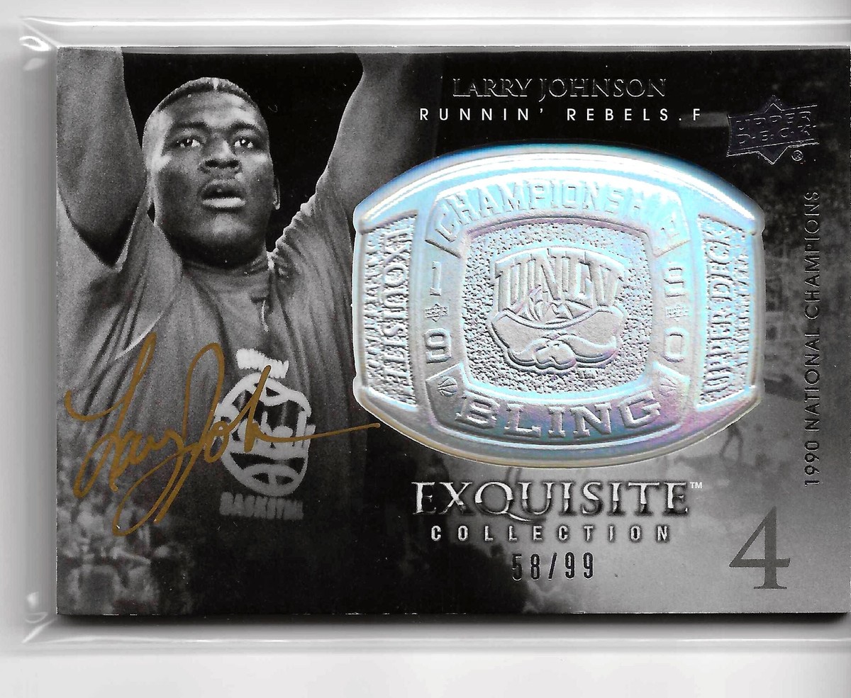 その他 LARRY JOHNSON auto 2011-12 Upper Deck Exquisite Larry Johnson Bling Gold Auto