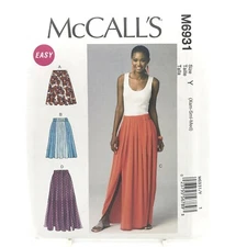 McCalls 6931 Skirts Side Slit Maxi Midi Misses Size XS M Sewing Pattern Easy