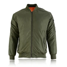 MENS BOMBER JACKET MA1 ARMY PILOT BIKER MILITARY SECURITY PADDED HARRINGTON COAT