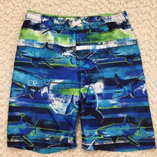 OP Boy's Board Shorts Swim Trunks  Small 6-7  Sharks