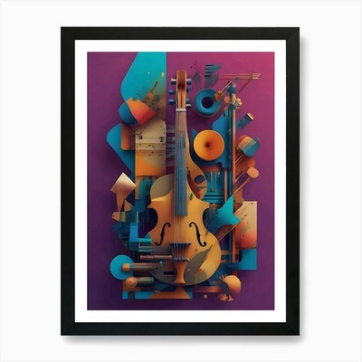 Abstrakte Musik Komposition Kunstdruck gerahmtes Wandbild Poster Leinwanddruck Bild