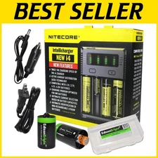 High-Speed 4-Bay Battery Charger - 18650 18350 14500 AA AAA