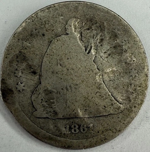 1861 Damaged Seated Liberty Quarter Exact Coin Imaged #SL272