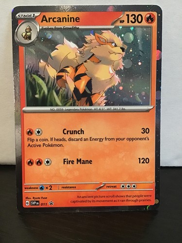 Arcanine Pokemon Black Star Promo SVP 011 Cosmos Holo Mew Tail Swirl