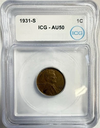 1931-S Lincoln Wheat Cent ICG AU50