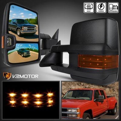 #ad Fits 88 98 Chevy GMC C K 1500 2500 3500 Tahoe Power Heated Tow MirrorsAmber LED $125.38