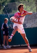Goran Ivanisevic of Croatia at a men's singles match at the French- Old Photo