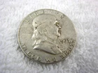 1963 D Ben Franklin US Half Dollar, 90% Silver, Circulated ungraded