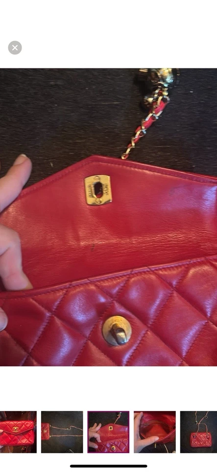 CHANEL Quilted Red Leather Mini Crossbody Bag Or Belt - Image 4 of 4