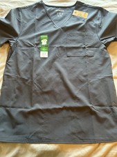 NWT ScrubStar Unisex V-neck Core Essential Pewter Scrub Top Size Small 4 