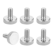 6pcs M6 x 12mm Knurled Thumb Screws, 304 Stainless Steel Flat Head Thumb Screws