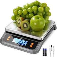 88lb Commercial Digital Kitchen Scale 40kg/1g, with 6 Units Conversion, Stain...