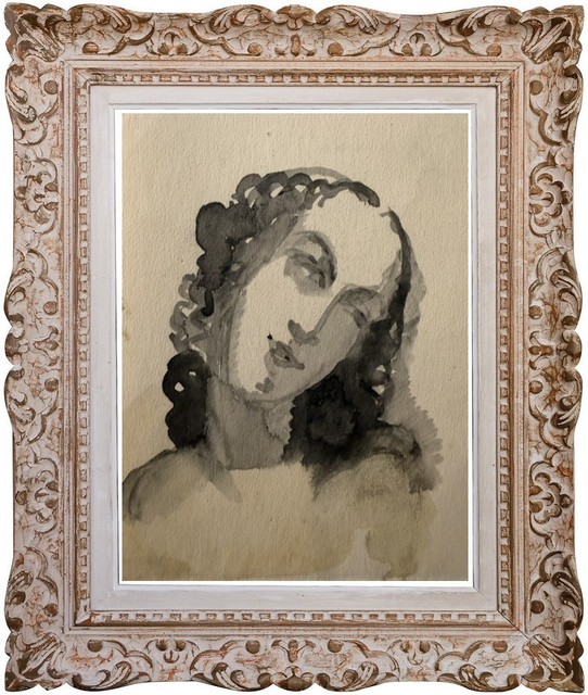 HENRI LAFFITE (1885-1977) ELEVE DE RODIN - BEAU PORTRAIT DE MADONNE 1920 (38)