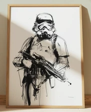 STORM TROOPER STAR WARS INK DRAWING PRINT SKETCH 8" x 10" PRINT WALL ART