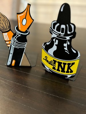 Mid Century Hyde Park Pen & Ink Bookends