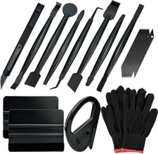 Vinyl Wrap Tool Kit for Cars, 2 Pairs Gloves, Squeegee, Scraper, Film Knife, Bla