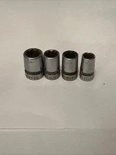 VINTAGE INDESTRO SUPER 1/4” DRIVE 8 POINT SOCKET 2812S 2810S 2808S Lot 4 USA