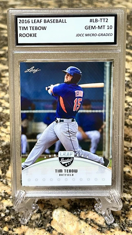 TIM TEBOW 2016 Leaf Baseball Graded GEM-MT 10 ROOKIE CARD #LB-TT2 - Image 2 of 4
