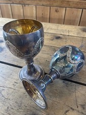 Pair of Beautifully Tarnished Goblets - Very Heavy! Vintage