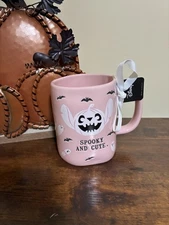 Rae Dunn Pink Spooky and cute Halloween Mug-Stitch Halloween
