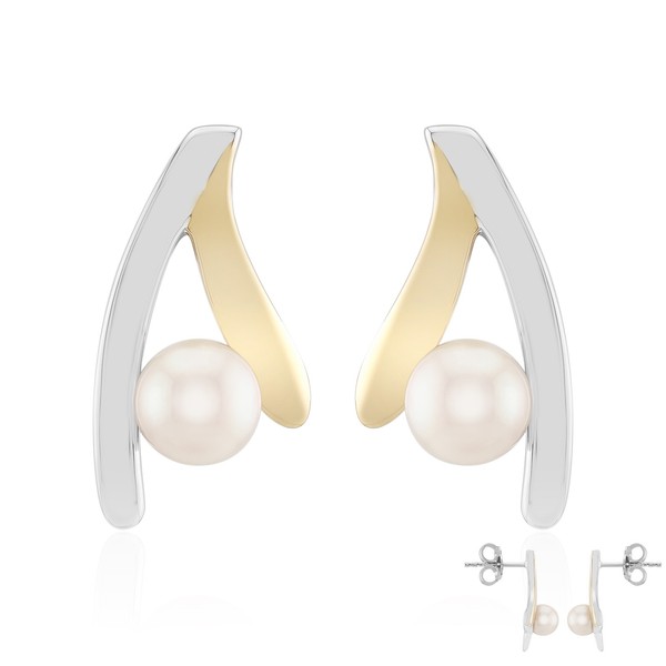 Cavill Akoya Perlen Ohrringe Damen 925 Silber Rhodiniert 5,5Mm Rund-image