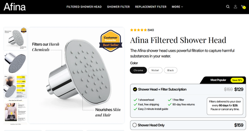 Affina Filter Showerhead - New, Unused