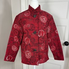Painted Pony Postage Print Tapestry Blazer Jacket L Quirky Eccentric Vintage