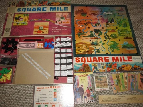 Vintage 1962 SQUARE MILE Land Development Game Milton Bradley (appears complete)