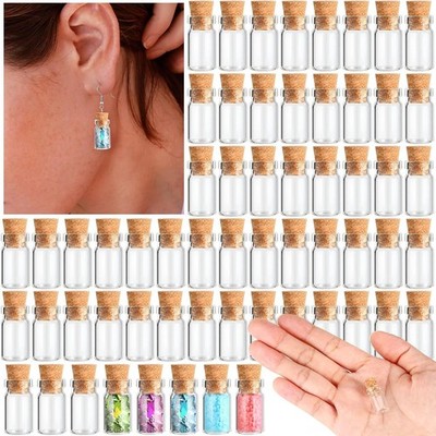 Thyle 100 Pieces 1ml Tiny Mini Glass Jars Bottles with Cork Stoppers Tiny Vials