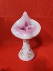 Fenton Rosaline Spiral HP Optic Pink Hummingbird Jack In The Pulpit Signed Vase