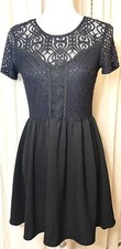 H&M Lace Black Dress Back Detail Baby Doll - Women's Fancy Short Party 