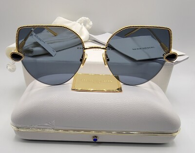 Boucheron 57MM Round Sunglasses BC0065S 02 Gold /Blue List  display picture 1