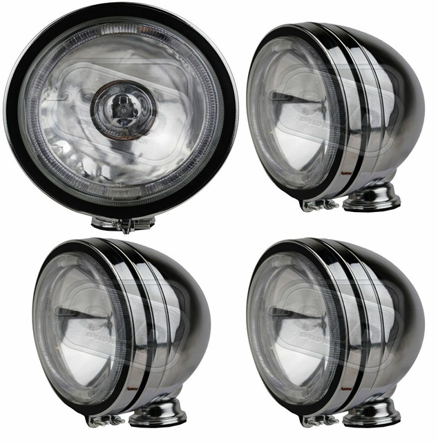 6" Car Chrome Spot Lamp Lights Angel Eye Halogen 12v Spotlights Fog 4x4